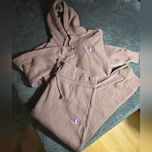 Champion Reverse Weave Taupe Hoodie Jogger Set 3XOversized Streetwear Athleisure